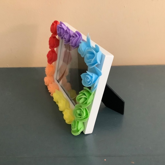 5” x 7” multi colored rainbow real touch rosebud picture frame - Picture 3 of 6